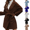 Minimalist Long Sleeve Lapel Button Split Belt Coat