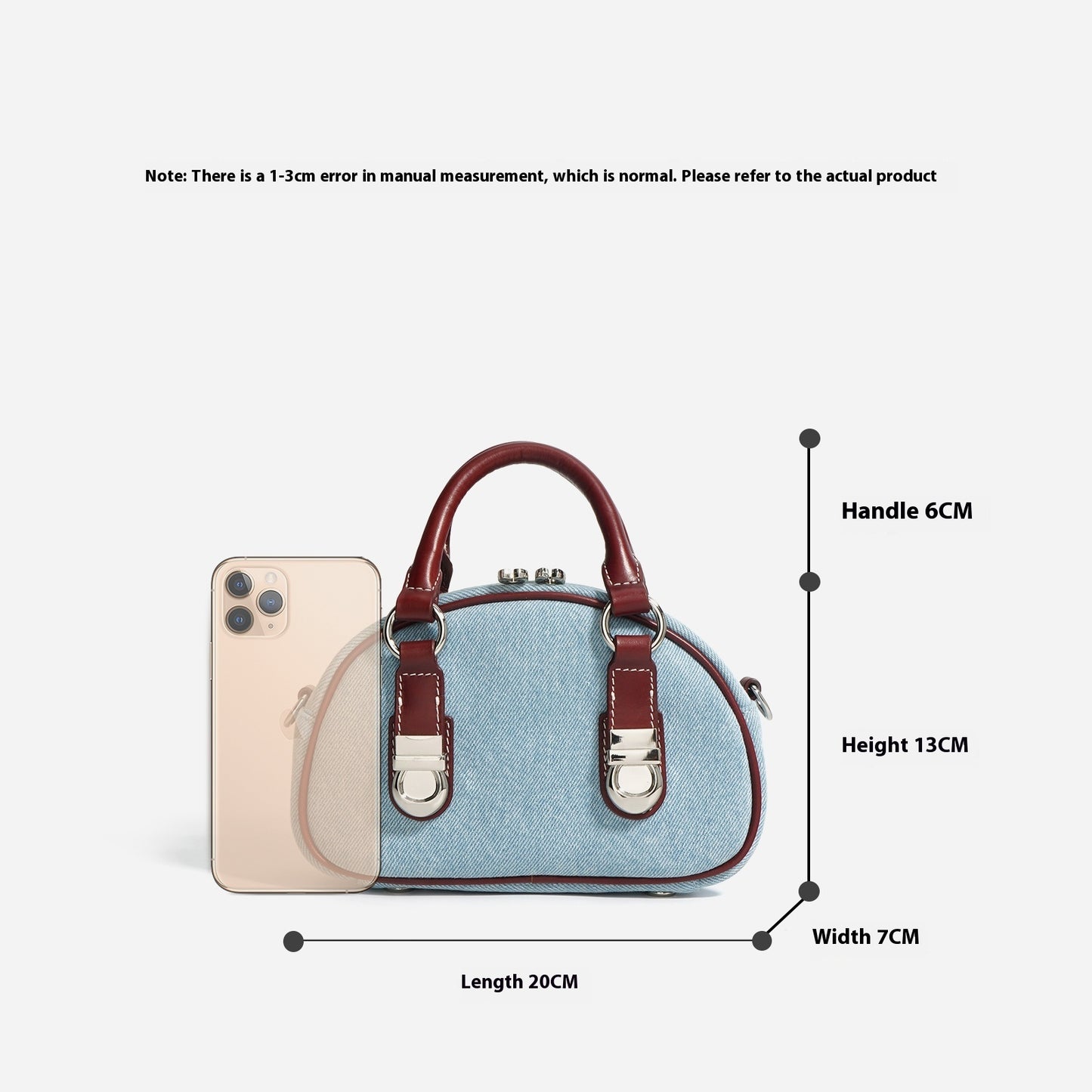 First Layer Cowhide With Denim Bun-shaped Bag