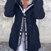 Women's Letter Pocket Hooded Drawstring Zipper Jacket