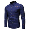 Camicia da uomo a maniche lunghe con stampa bronzata e colletto alla coreana modello Henry