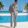 Set due pezzi camicia e pantaloni in lino da uomo