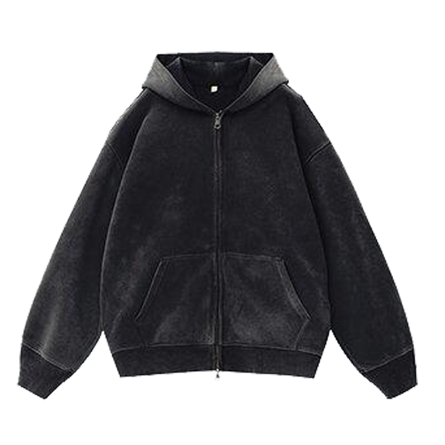 Fleece-lined Distressed Hooded Cardigan Sweater Women's Top