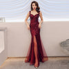 Vestito lungo da sera a sirena con paillettes, per banchetto, estivo