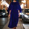 Women's Fashion Elegant Gold Velvet Waist-tight Batwing Sleeve Dress