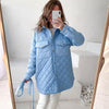Long Breasted Lapel Loose Warm Diamond Cotton Coat New Autumn And Winter All-match Thick Cotton Coat For Women