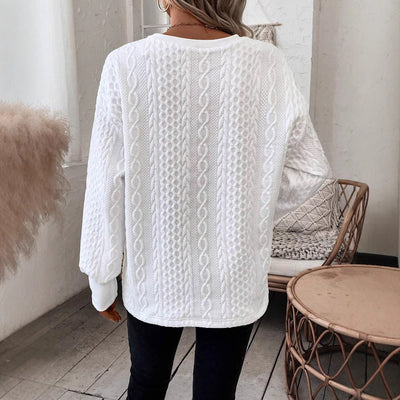 Casual Pure Color Warm Keeping Loose Long Sleeve T-shirt