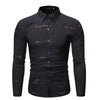 Camicia da uomo a maniche lunghe con stampa bronzata e colletto alla coreana modello Henry