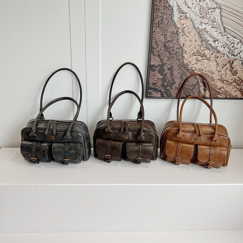 Borsa a tracolla Boston vintage marrone Maillard