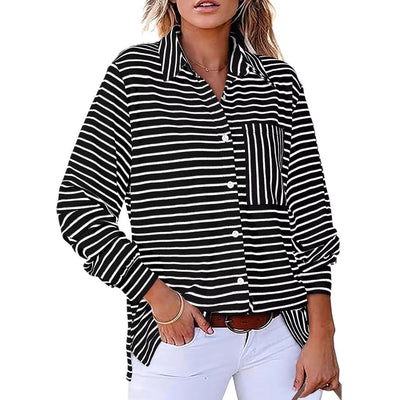 Maglia scollo a V, elasticizzata a maniche lunghe