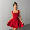 Elegant Red Evening Gown With A Bold Open Back Sleeveless Spaghetti Strap A Line Dress
