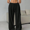 Trousers Elastic Waistband Lace-up Wide-leg Casual Pants
