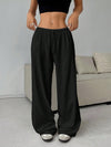 Trousers Elastic Waistband Lace-up Wide-leg Casual Pants