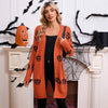 Women's Halloween Pumpkin Head Jacquard Knitted Cardigan Coat Sweater
