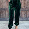 Women's Solid Color Straight Pants With Elastic Waist And Casual Cuffs