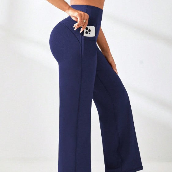 Moisture-wicking Pocketed Straight-leg Yoga Pants For Women