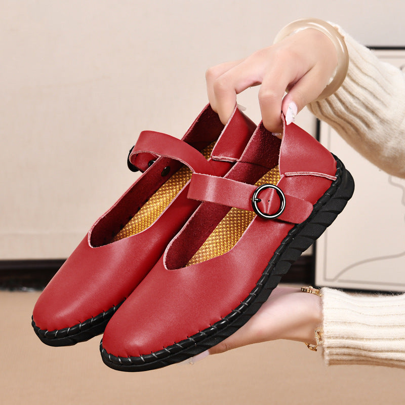 Scarpe basse con fibbia, décolleté basse, scarpe Mary Jane retrò con punta quadrata