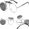 New Vintage Round Steampunk Sunglasses Flip-Up UV Protection Metal Frame Men And Women Summer Cycling Sun Glasses