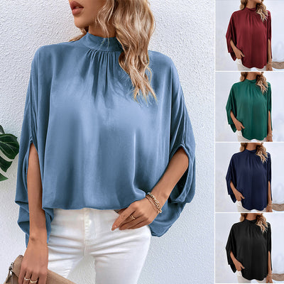 Camicia in pizzo irregolare allacciata a mezzo collo alto, stile europeo e americano