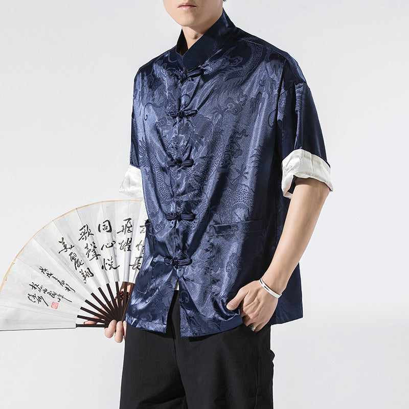 Fashion Personality Men's Short-sleeved Shirt Coat