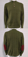 Slim-fit Buttoned Turtleneck Suede Stitching Sweater