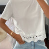 Women's Solid Color Versatile Hollow-Out Spliced Short-Sleeve
