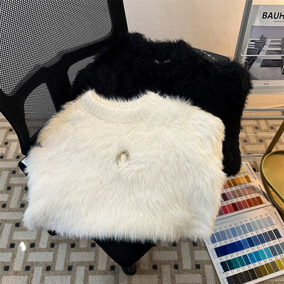 Mink Sweater Men's Winter American Retro Loose Casual Thick Warm