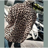 Cappotto da donna con risvolto, ampio e caldo, con stampa leopardata vintage