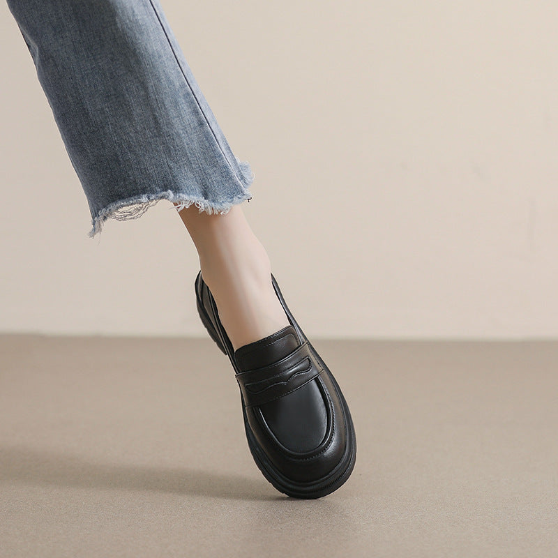 Vintage Leather Round Head Height Increased By Shoes