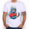 T-shirt casual con gatto pugile