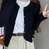 Gray Knitted Cardigan Women's Autumn Outerwear High-grade Sweater Coat