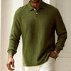 Maglia versatile da uomo a maniche lunghe con abbottonatura sul davanti e risvolto a tinta unita