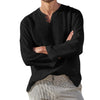Cotton Linen Men's Long Sleeve V-neck Casual Beach Linen Shirt Fashion Leisure Men's Clothing Casual And Breathable Shirt
