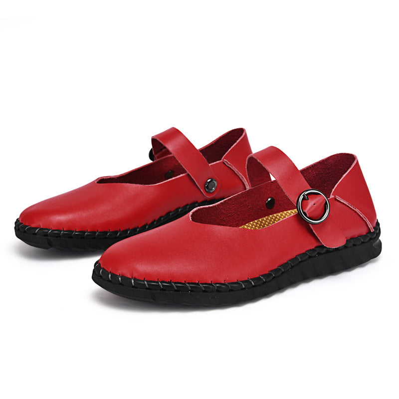 Scarpe basse con fibbia, décolleté basse, scarpe Mary Jane retrò con punta quadrata