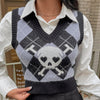 Gilet senza maniche con scollo a V e vestibilità aderente stile teschio