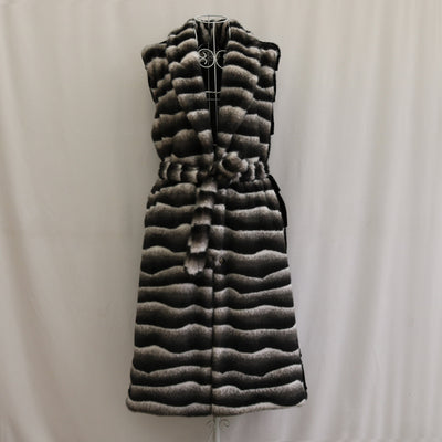 Warm Large Lapel Zebra Belt Plus Size Vest