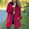 Hooded Solid Color Fur Zip Long Sleeve Coat Women