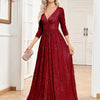 Vestito da sera formale con paillettes, scollo a V, vita alta