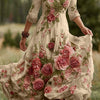 Vintage Elegant Long Dress With Floral And Botanical Print