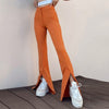 Fashionable And Elegant Commuting Slit Small Personality Solid Color Flared Pants