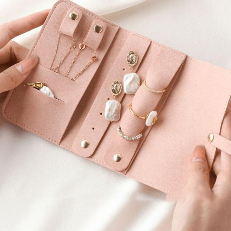 Earring Ring Ear Stud Necklace Watch Pouch Microfiber PU Leather Jewelry Bag