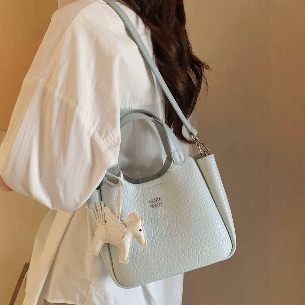 Borsa a tracolla portatile da donna, azzurra, per pendolari