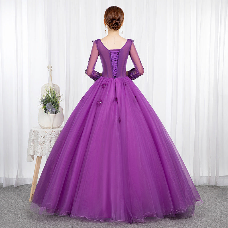 Abito da sera lungo in tulle a balze Fantasy Forest