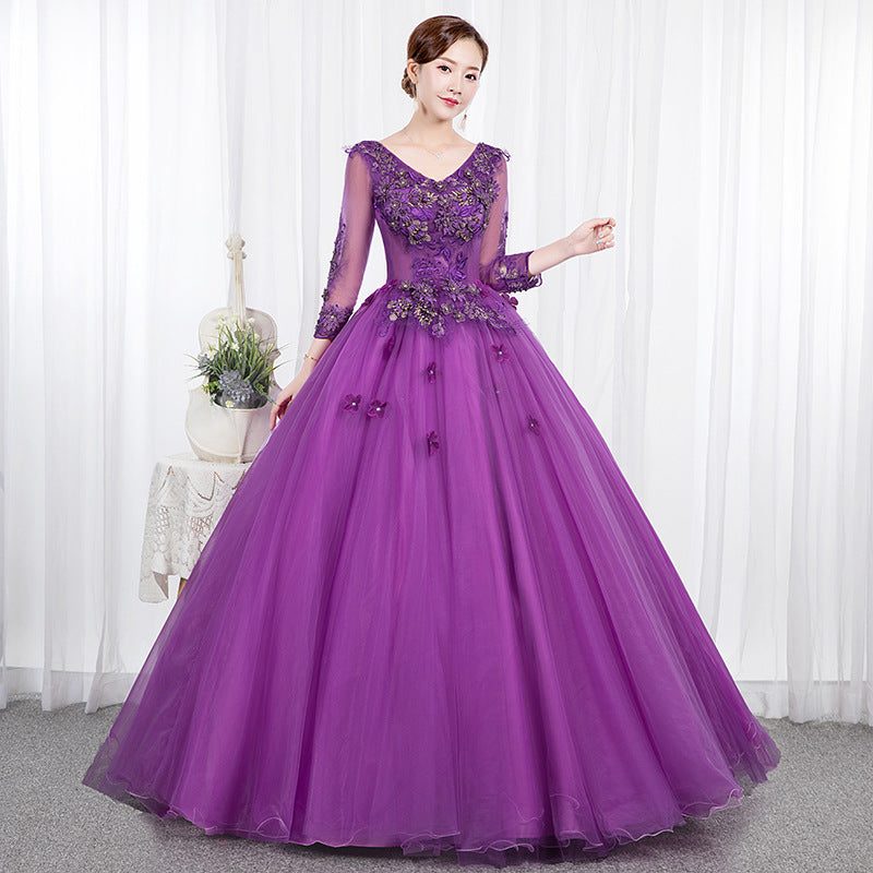 Abito da sera lungo in tulle a balze Fantasy Forest