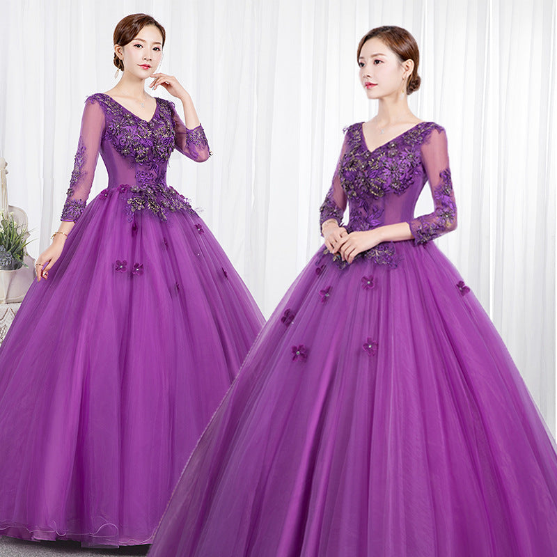 Abito da sera lungo in tulle a balze Fantasy Forest