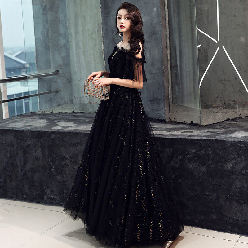 Abito da sera lungo nero da donna