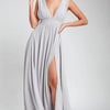 Vestito lungo smanicato con scollo a V profondo da donna