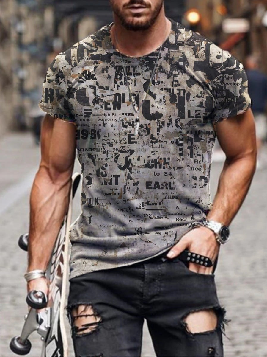T-shirt a maniche corte stampata europea e americana