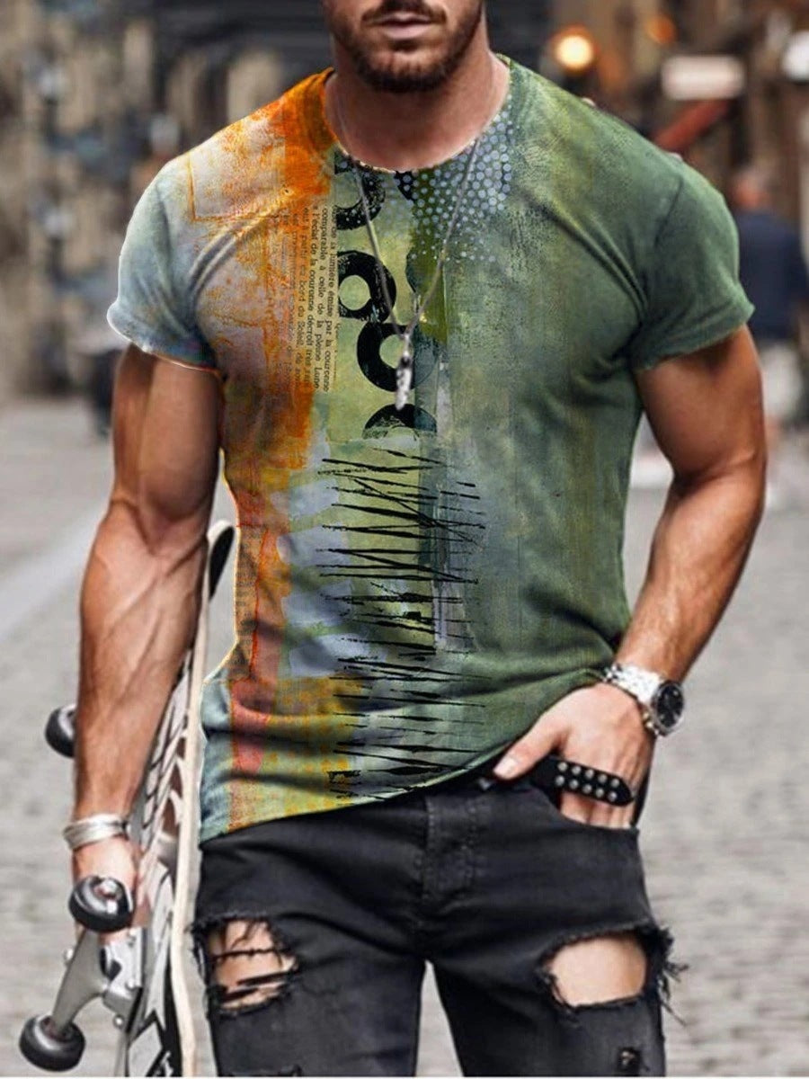 T-shirt a maniche corte stampata europea e americana