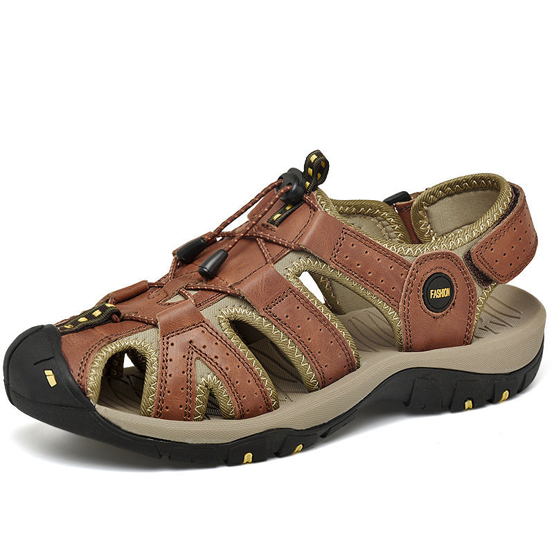 Factory Direct Foreign Trade Sandals Men's Summer New First Layer Leather Baotou Men's Outdoor River Upstream Beach Shoes