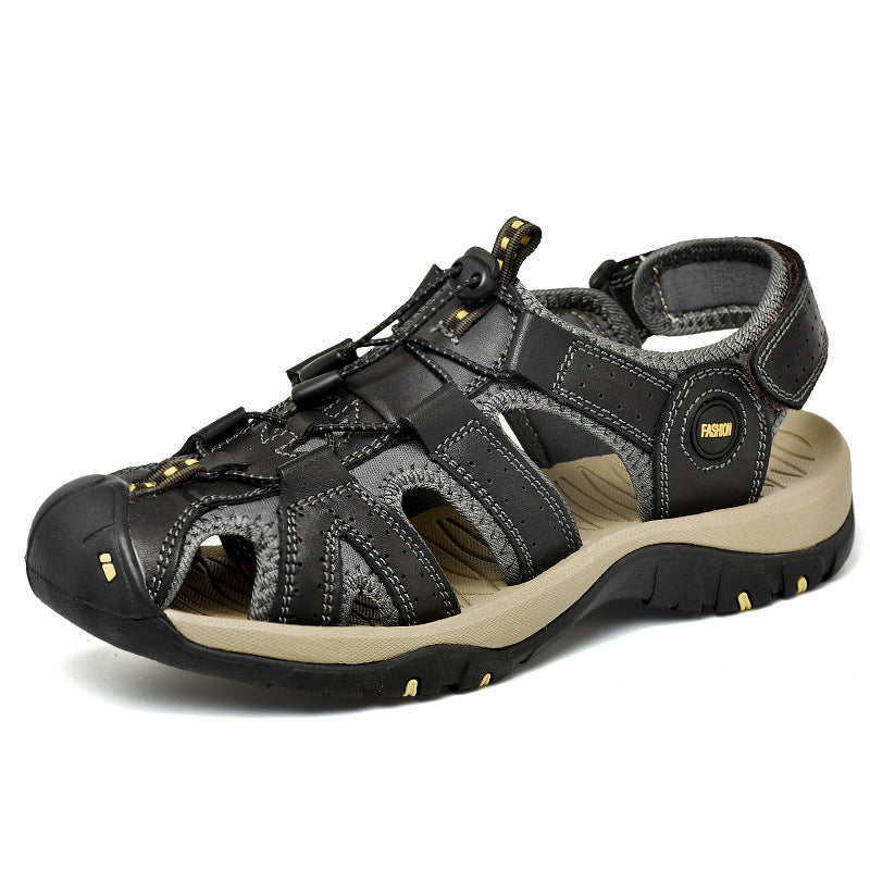 Factory Direct Foreign Trade Sandals Men's Summer New First Layer Leather Baotou Men's Outdoor River Upstream Beach Shoes